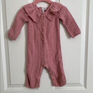 Pink Cable Knit baby One Piece
